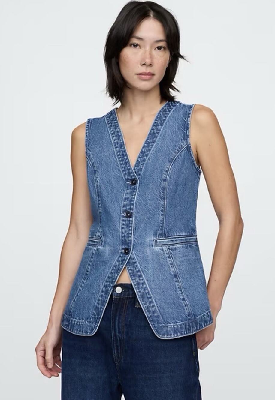 GAP Longline Denim Women’s Vest Size Medium New With Tag